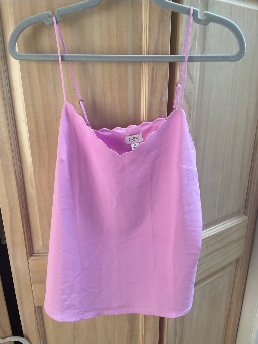 J. Crew Pink Scallop-Edge Satin Camisole